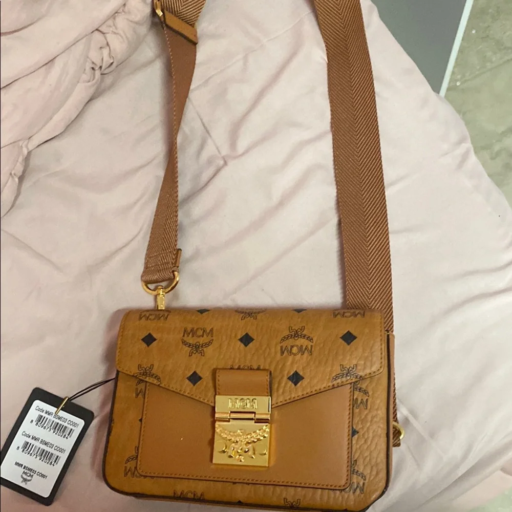 MCM Brown Leather Crossbody Bag with Monogram Design - Picture 1 of 1